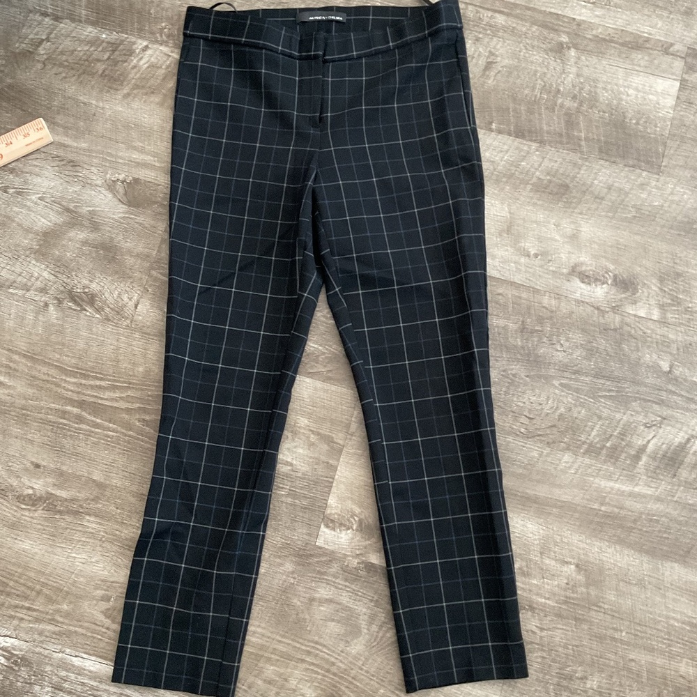 Amanda + Chelsea Women's Black Plaid Stretch Ankle Pants Size 4